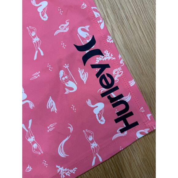 NWT Hurley Men's Deep Sea 20" Pink Swim Board Shorts Mermaid Ocean Beach 30 - Picture 2 of 6